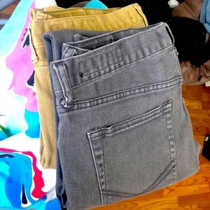 MEN'S BULLHEAD DENIM CHINO PANTS *LOT OF 2* GRAY & KHAKI SIZE 34x30 SKINNY FIT